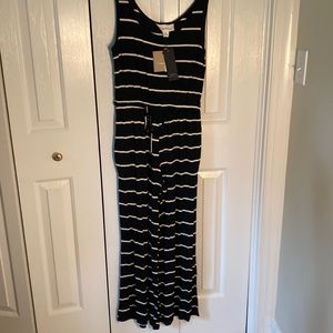 NWT Sugar & Cream Black with White Stripes Jumpsuit